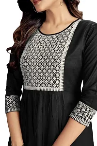 Black Viscose Rayon Embroidered Kurtas For Women-thumb4