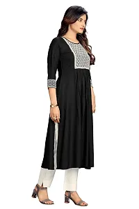 Black Viscose Rayon Embroidered Kurtas For Women-thumb2