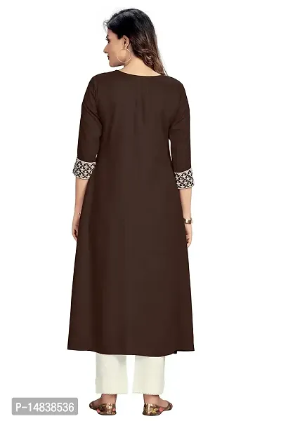 Coffee Viscose Rayon Embroidered Kurtas For Women-thumb2