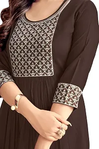 Coffee Viscose Rayon Embroidered Kurtas For Women-thumb3