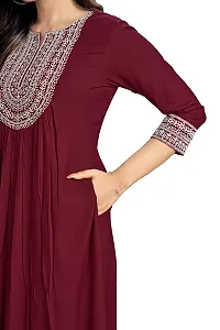 Glomee Rayon Embroidered Naira Cut Kurta for Women (S - 3XL) (XXX-Large, Maroon)-thumb2