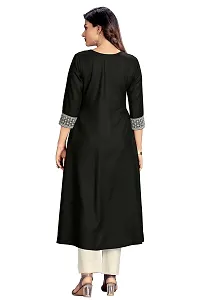 Black Viscose Rayon Embroidered Kurtas For Women-thumb1