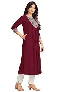 Glomee Rayon Embroidered Naira Cut Kurta for Women (S - 3XL) (XXX-Large, Maroon)-thumb4