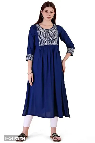 Womenrsquo;s Viscose Rayon Embroidered Naira Cut Kurta