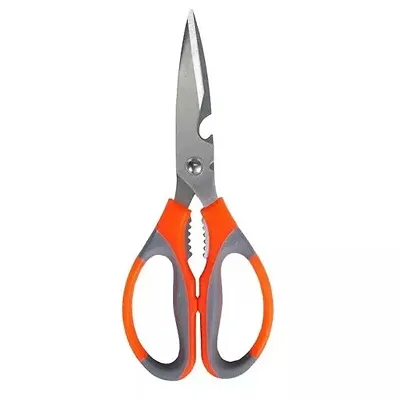 Kitchen Scissors Heavy Duty Removable 7 in 1 Multipurpose Sharp 2CR14 Stainless Steel Kitchen Shears for Chicken, Fish, Meat-Vegetables-Bones-Flowers-Nuts-Herbs-BBQ - Grey  Orange - Big