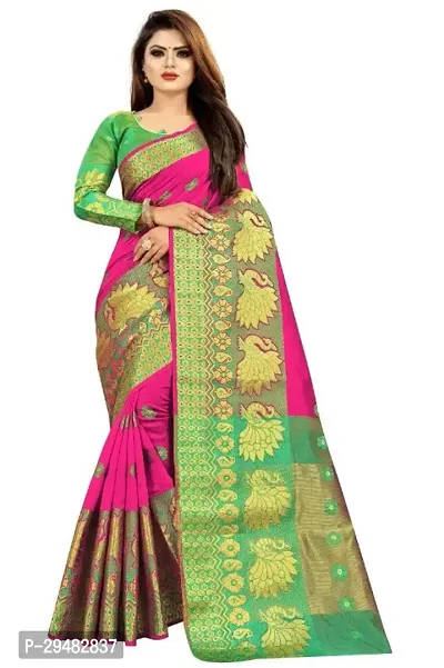 Beautiful Jute Silk Jacquard Saree with Blouse piece-thumb0