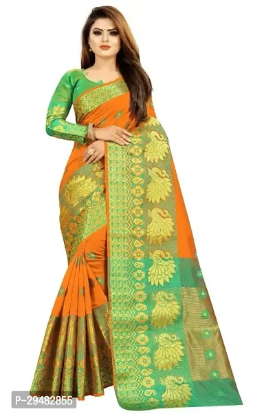 Woven Banarasi Jacquard Saree-thumb0