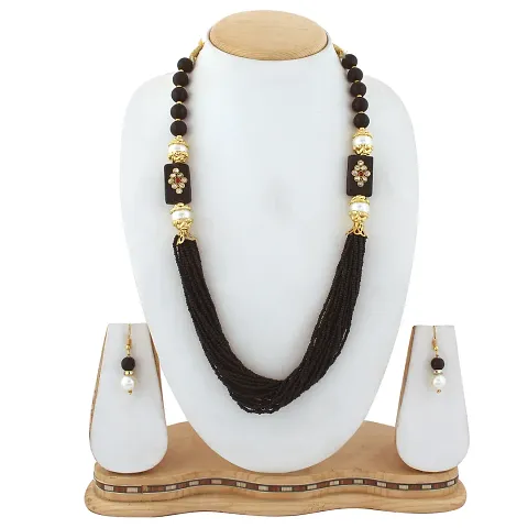 Fancy Glass Beads Multi Layered necklace with Earrings