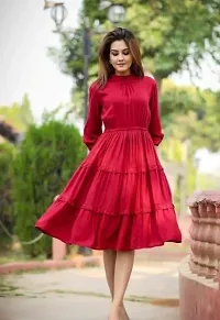 Red Rayon Long Dress-thumb1