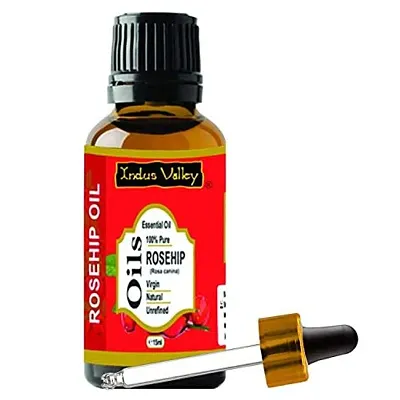 INDUS VALLEY 100% Pure and Natural Rosehip Oil for Hair  Face Care (15ml)