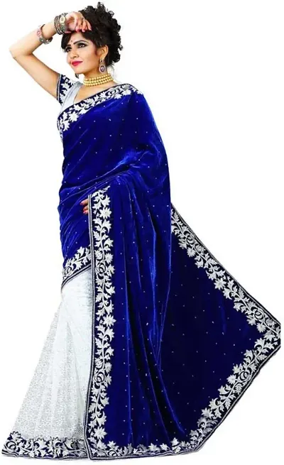 Alluring Velvet And Rasal Net Saree with Banglori Blouse piece