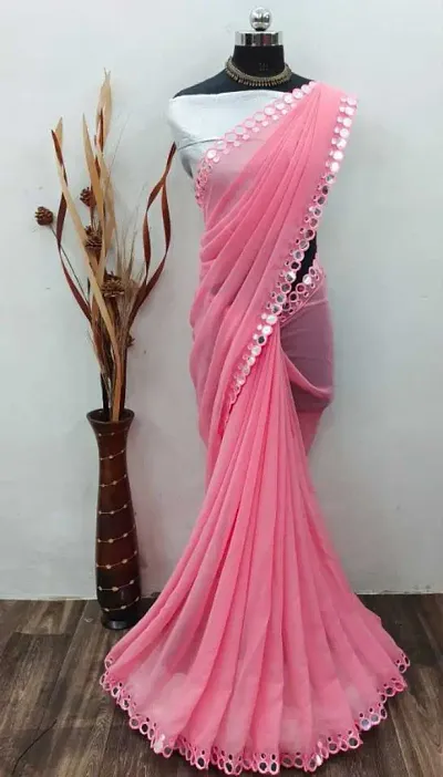 Beautiful Pure Georgette Saree With Blouse Piece For Women