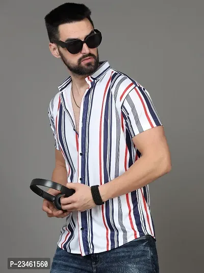 Reliable Multicoloured Cotton Spandex Short Sleeves Casual Shirt For Men-thumb0