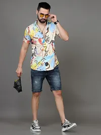 Reliable Multicoloured Cotton Spandex Short Sleeves Casual Shirt For Men-thumb1