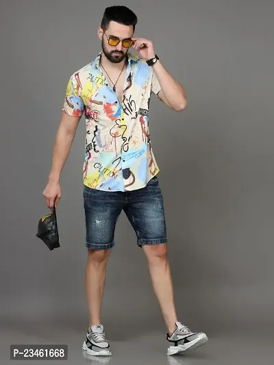 Reliable Multicoloured Cotton Spandex Short Sleeves Casual Shirt For Men-thumb2