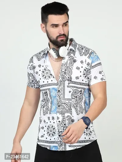 Reliable Multicoloured Cotton Spandex Short Sleeves Casual Shirt For Men-thumb0