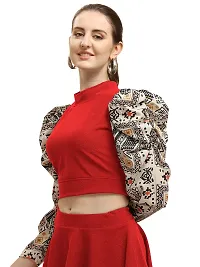 Paralians Casual Puff Sleeves Printed Women Black Top-thumb2