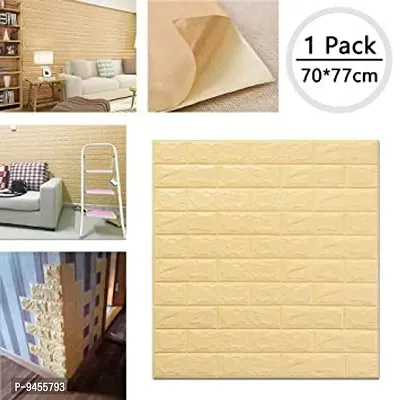 Odelee 3D PVC Wallpapers for Walls / Wall Stickers for Home Decoration (70 X 77 cm) (Beige)-thumb5