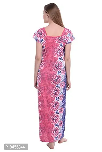 FNK Style Floral Printed Hosiery Nighty Maxi Night Gown for Women Sleep Wear Night & Honeymoon-thumb4