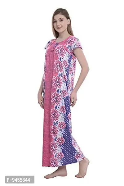 FNK Style Floral Printed Hosiery Nighty Maxi Night Gown for Women Sleep Wear Night & Honeymoon-thumb2