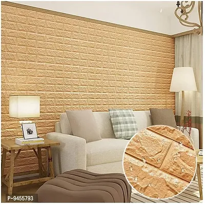 Odelee 3D PVC Wallpapers for Walls / Wall Stickers for Home Decoration (70 X 77 cm) (Beige)-thumb4