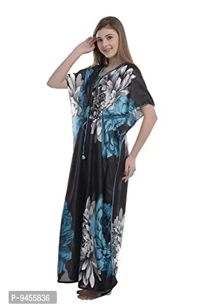 F.N.K STYLE Style Satin Floral Print Sexy aftan Night for Women Sleep Wear Night & Honeymoon Green-thumb3