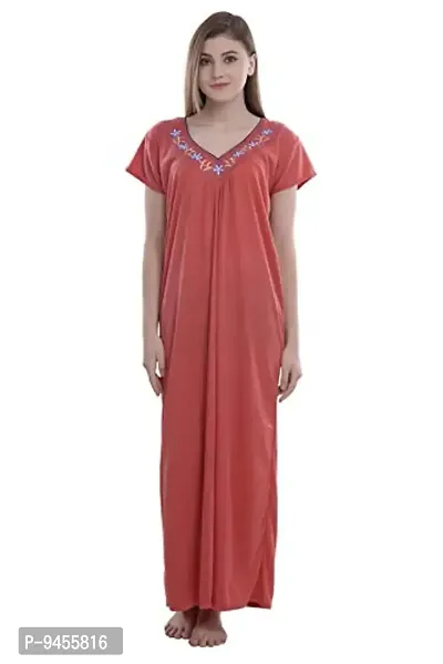 FNK Style Satin Soft Ankle Length Night Gown for Women Sleep Wear Night & Honeymoon