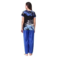 FNK Style Floral Print Satin Sexy Night Suit Set with Top Lower for Women Sleep Wear Night & Honeymoon-thumb2