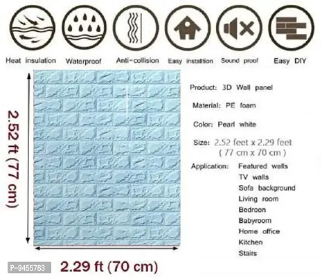 Odelee 3D PVC Wallpapers for Walls / Wall Stickers for Home Decoration (70 X 77 cm) (Blue)-thumb5