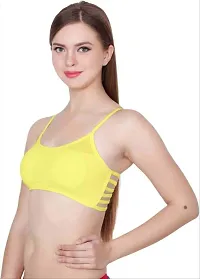 F.N.K STYLE Bralette for Women Cage Bra Cotton Blend Lightly Padded with Removable Pads Seamless Wire Free for Western Beach Wear & Backless Dresses - Pack of 1 Yellow-thumb1