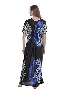 F.N.K STYLE Style Satin Floral Print Sexy aftan Night for Women Sleep Wear Night & Honeymoon Blue-thumb3