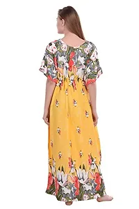 F.N.K STYLE Style Satin Floral Print Sexy aftan Night for Women Sleep Wear Night & Honeymoon Yellow-thumb1