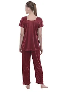 FNK Style Satin Sexy Night Suit Set with Top & Pyjama for Women Sleep Wear Night & Honeymoon-thumb3