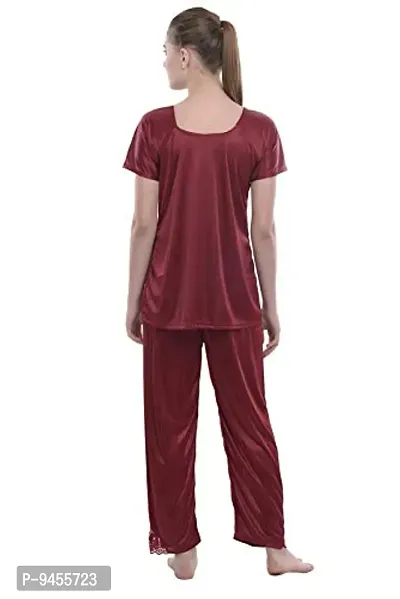 FNK Style Satin Sexy Night Suit Set with Top & Pyjama for Women Sleep Wear Night & Honeymoon-thumb4