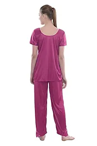 FNK Style Satin Sexy Night Suit Set with Top & Pyjama for Women Sleep Wear Night & Honeymoon-thumb3