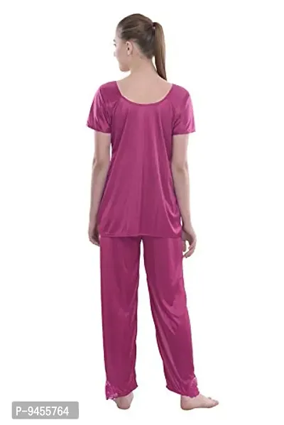 FNK Style Satin Sexy Night Suit Set with Top & Pyjama for Women Sleep Wear Night & Honeymoon-thumb4