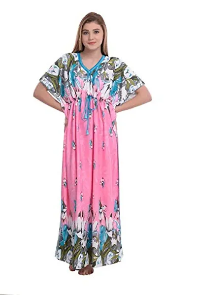 F.N.K STYLE Style Satin Floral Print Sexy aftan Night for Women Sleep Wear Night & Honeymoon