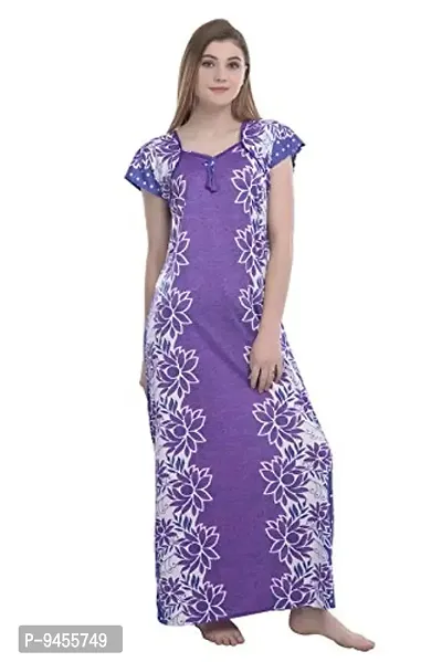 FNK Style Floral Printed Hosiery Nighty Maxi Night Gown for Women Sleep Wear Night & Honeymoon