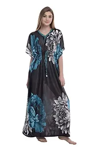 F.N.K STYLE Style Satin Floral Print Sexy aftan Night for Women Sleep Wear Night & Honeymoon Green-thumb1