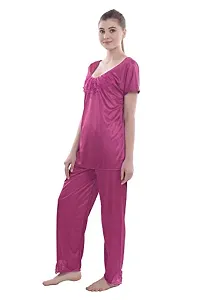 FNK Style Satin Sexy Night Suit Set with Top & Pyjama for Women Sleep Wear Night & Honeymoon-thumb2