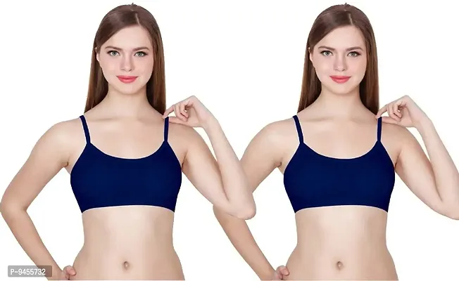 F.N.K STYLE Bralette for Women Cage Bra Cotton Blend Lightly Padded with Removable Pads Seamless Wire Free for Western Beach Wear & Backless Dresses - Pack of 2-thumb0