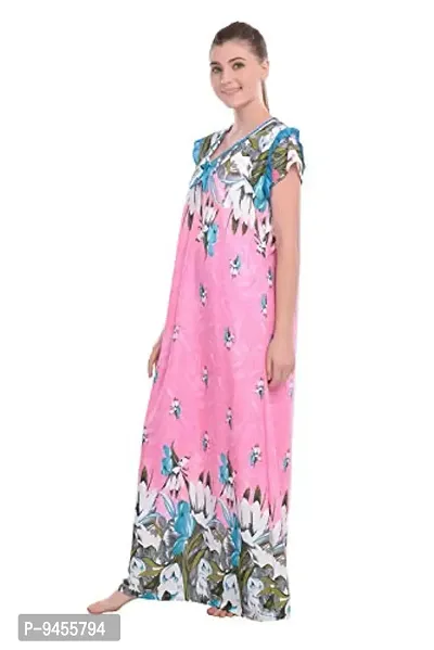 FNK Style Floral Printed Hosiery Nighty Maxi Night Gown for Women Sleep Wear Night & Honeymoon-thumb2