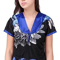 FNK Style Floral Print Satin Sexy Night Suit Set with Top Lower for Women Sleep Wear Night & Honeymoon-thumb3