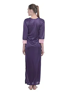 FNK Style Satin Soft Sexy Night Gown Calf Length with Robe for Women Sleep Wear Night & Honeymoon-thumb3