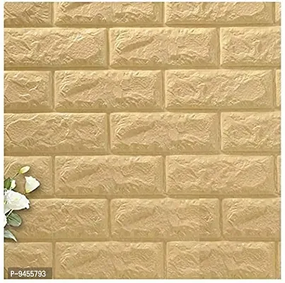 Odelee 3D PVC Wallpapers for Walls / Wall Stickers for Home Decoration (70 X 77 cm) (Beige)