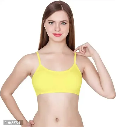 F.N.K STYLE Bralette for Women Cage Bra Cotton Blend Lightly Padded with Removable Pads Seamless Wire Free for Western Beach Wear & Backless Dresses - Pack of 1 Yellow