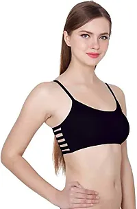 F.N.K STYLE Lingerie Set for Women Printed Bra & Panty Satin Blend Non Padded Seamless Wire Free for Western Beach Wear & Backless Dresses Black-thumb1