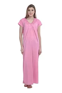 FNK Style Satin Soft Ankle Length Night Gown for Women Sleep Wear Night & Honeymoon-thumb1