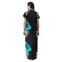 FNK Style Satin Soft Printed Sexy Full Length Robe for Women Sleep Wear Night & Honeymoon-thumb2