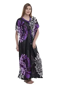 F.N.K STYLE Style Satin Floral Print Sexy aftan Night for Women Sleep Wear Night & Honeymoon Purple-thumb1